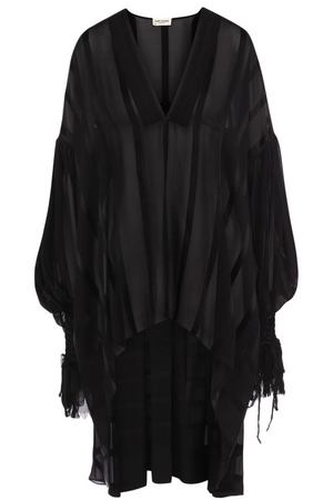 Удлиненная шелковая блуза с V-образным вырезом Saint Laurent Saint Laurent 520484/Y291S