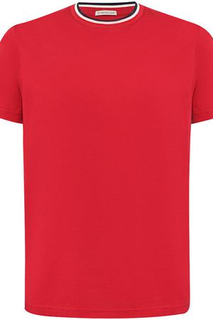 Хлопковая футболка с контрастной отделкой Moncler Moncler D2-091-80283-00-8390Y вариант 3 купить с доставкой