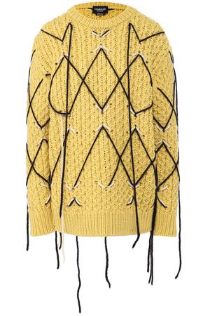 Шерстяной пуловер фактурной вязки CALVIN KLEIN 205W39NYC Calvin Klein 205W39nyc 84WKTD57/K328 купить с доставкой