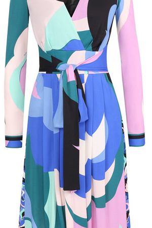 Платье-миди с V-образным вырезом и поясом Emilio Pucci Emilio Pucci 8RJG10/8R734