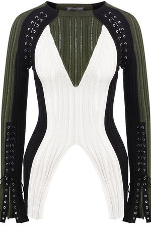 Пуловер из смеси шелка и хлопка со шнуровкой Alexander McQueen Alexander McQueen 543243/Q1WR0 вариант 2