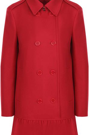 Двубортное шерстяное пальто с оборкой REDVALENTINO Red Valentino QR0CA1T2/0NA