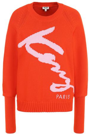 Вязаный хлопковый пуловер с логотипом бренда Kenzo Kenzo 2T0495812 купить с доставкой