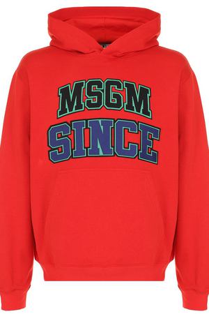 Хлопковая толстовка с контрастной отделкой и капюшоном MSGM MSGM 2340MM76 174778