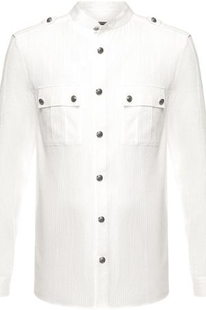 Хлопковая рубашка с воротником мандарин Balmain Balmain W8H/1186/T302 купить с доставкой