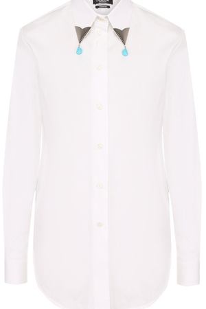 Хлопковая блуза прямого кроя с декорированным воротником CALVIN KLEIN 205W39NYC Calvin Klein 205W39nyc 81WWTB43/C111 купить с доставкой