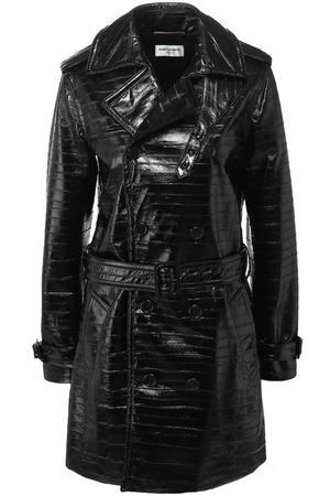 Двубортное кожаное пальто с поясом Saint Laurent Saint Laurent 542757/YC2KR