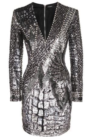 Платье-футляр с длинным рукавом и пайетками Balmain Balmain 113968/102X вариант 2