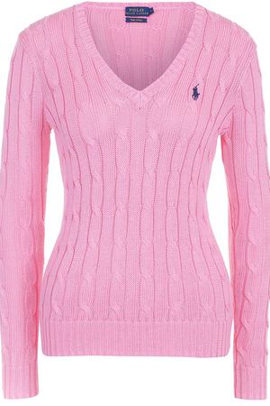 Пуловер фактурной вязки с V-образным вырезом Polo Ralph Lauren Polo Ralph Lauren V39/IE168/CE149 купить с доставкой
