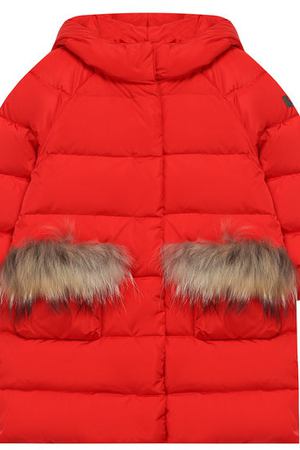 Пуховое пальто с капюшоном и меховой отделкой Il Gufo Il Gufo A18GP205N0031/2A-4A купить с доставкой