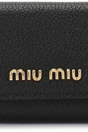 Кожаная ключница с логотипом бренда Miu Miu Miu Miu 5PG222-2BJI-F0UMV купить с доставкой