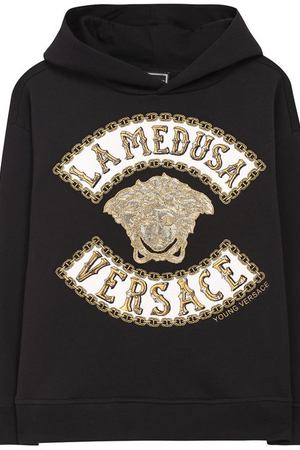 Хлопковое худи с вышивкой Young Versace Young Versace YVMFE141/YFE130/8A-S купить с доставкой
