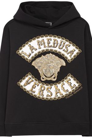 Хлопковое худи с вышивкой Young Versace Young Versace YVMFE141/YFE130/8A-S