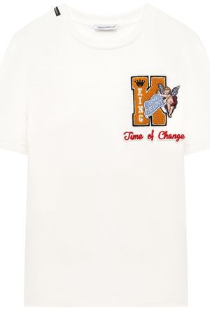 Хлопковая футболка с аппликацией Dolce & Gabbana Dolce & Gabbana L4JT8F/G7QHL/8-14