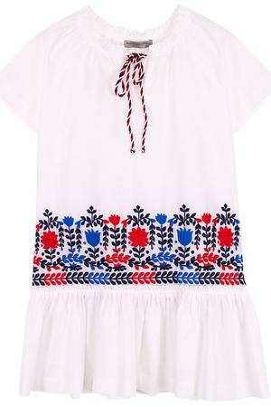 Хлопковое мини-платье свободного кроя с контрастной вышивкой Ermanno Scervino Ermanno Scervino 42 I AB13/4-8 купить с доставкой