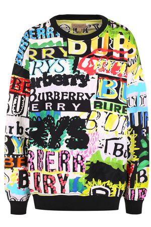 Хлопковый пуловер с круглым вырезом и логотипом бренда Burberry Burberry 8002456