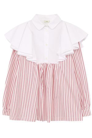 Хлопковая блуза в полоску с оборками Fendi Fendi JFC031/A19K/10A-12A