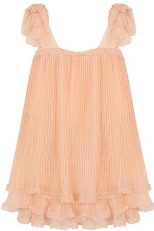 Шелковое платье свободного кроя с плиссировкой Chloé Chloe C12658/6A-12A купить с доставкой