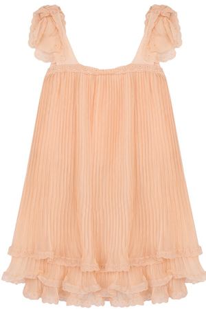 Шелковое платье свободного кроя с плиссировкой Chloé Chloe C12658/6A-12A