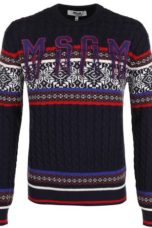 Шерстяной свитер фактурной вязки MSGM MSGM 2340MM142X 174708 купить с доставкой