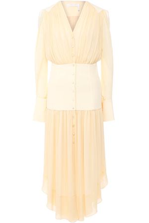 Приталенное платье-миди с V-образным вырезом Chloé Chloe CHC18AR017001 купить с доставкой