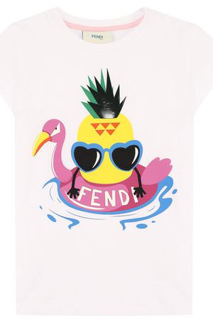 Хлопковая футболка с принтом Fendi Fendi JFI109/7AJ/2A-5A