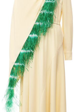 Платье-миди асимметричного кроя с перьевой отделкой Dries Van Noten Dries Van Noten 182-11028-6186