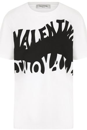 Хлопковая футболка с круглым вырезом и принтом Valentino Valentino QB2MG08E44N