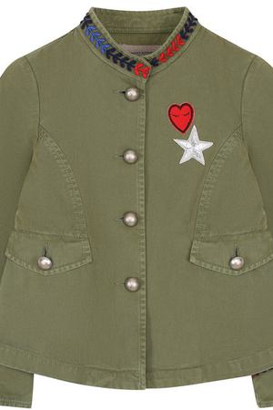 Хлопковая куртка с вышивкой и воротником-стойкой Ermanno Scervino Ermanno Scervino 42 I CP01/10-16 купить с доставкой
