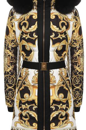 Пуховик с поясом и принтом Versace Versace A80274/A226729 вариант 2