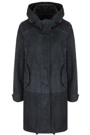 Однотонная замшевая куртка с воротником-стойкой и капюшоном Loro Piana Loro Piana FAI1537 вариант 2