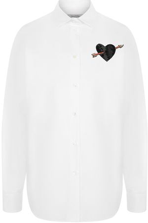 Однотонная хлопковая блуза с декоративной отделкой Valentino Valentino QB2AB11N1M1