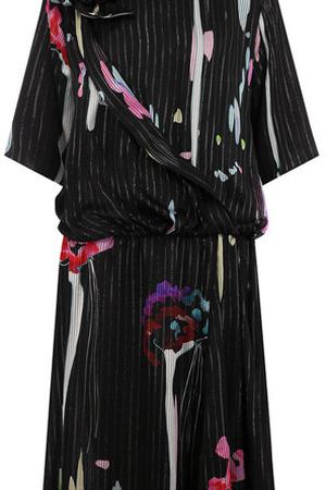 Шелковое платье с круглым вырезом и принтом Giorgio Armani Giorgio Armani WAA74T/WA717