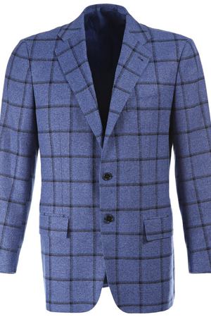 Однобортный пиджак в клетку из смеси кашемира и шелка Kiton Kiton UG81/6I09 вариант 2 купить с доставкой