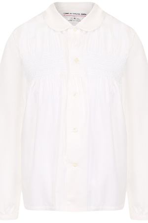 Однотонная хлопковая блуза с драпировкой Comme des Garcons GIRL Comme des Garcons Girl NA-B013-051 купить с доставкой