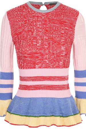 Пуловер с баской и укороченными расклешенными рукавами Alexander McQueen Alexander McQueen 461017/Q1WB0