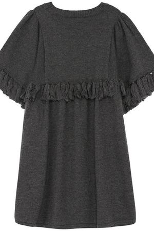 Мини-платье свободного кроя из хлопка и шерсти с кистями Chloé Chloe C12648/6A-12A купить с доставкой