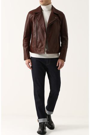Кожаная куртка с косой молнией Brioni Brioni PLP7/06736 купить с доставкой