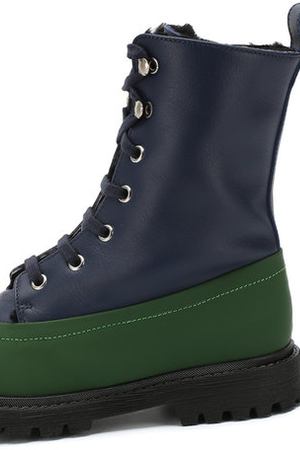 Кожаные ботинки на шнуровке с меховой отделкой Marni Marni 56690/28-35 вариант 2 купить с доставкой