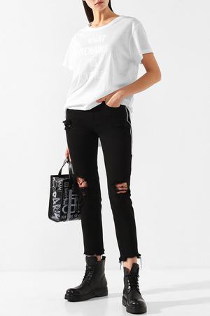 Укороченные джинсы с потертостями Denim X Alexander Wang Alexander Wang 4D994276BX