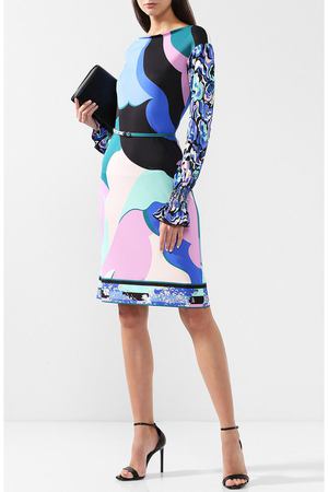 Платье из смеси шелка и вискозы с поясом и принтом Emilio Pucci Emilio Pucci 8RJG48/8R734