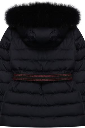Стеганая куртка с поясом и меховой отделкой на капюшоне Yves Salomon Enfant Yves Salomon 9WEM020XXD0XW/4-6 вариант 2