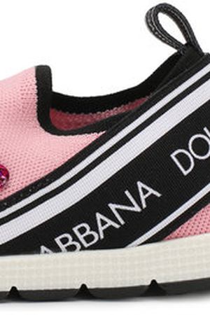 Текстильные кроссовки без шнуровки с декором Dolce & Gabbana Dolce & Gabbana DN0105/AZ216/19-28