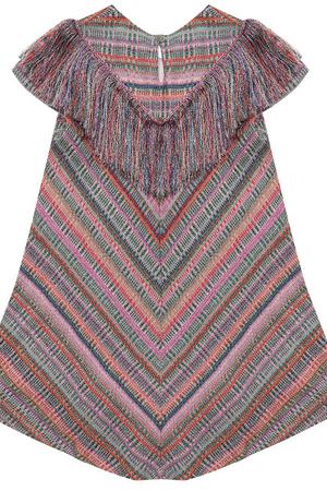 Трикотажное мини-платье с принтом и бахромой Missoni Missoni I17.BA.215949