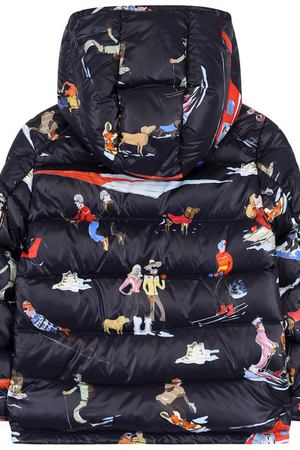 Пуховая куртка с принтом и капюшоном Moncler Enfant Moncler C2-954-41853-05-539A4/4-6A купить с доставкой
