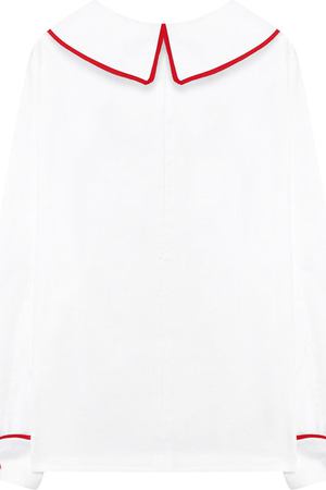 Хлопковая блуза с фигурным воротником и отделкой Oscar de la Renta Oscar De La Renta 18FGN700C0