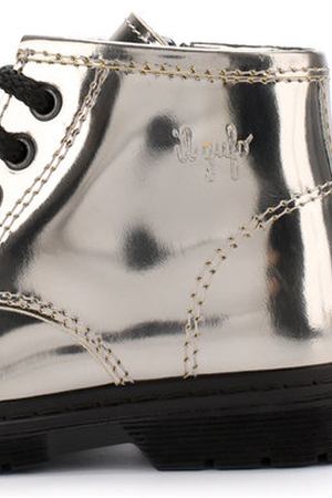 Ботинки из металлизированной кожи на шнуровке с молниями Il Gufo Il Gufo G433/SPECCHI0/18-22 купить с доставкой