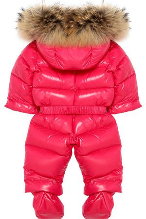 Пуховый комбинезон с капюшоном и меховой отделкой Moncler Enfant Moncler C2-951-14353-25-68950/3-18M вариант 2 купить с доставкой