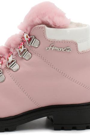 Кожаные ботинки на шнуровке с меховой отделкой Simonetta Simonetta 58240/28-35