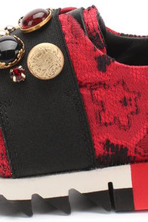 Текстильные кроссовки с эластичной вставкой и декором Dolce & Gabbana Dolce & Gabbana 0132/D10644/AM516/19-28 купить с доставкой